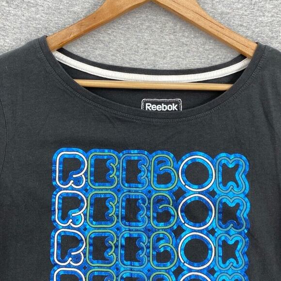 Reebok Shirt Womens Large Dark Gray Short Sleeve Tee Athletic Running Gym Cotton - Picture 6 of 10